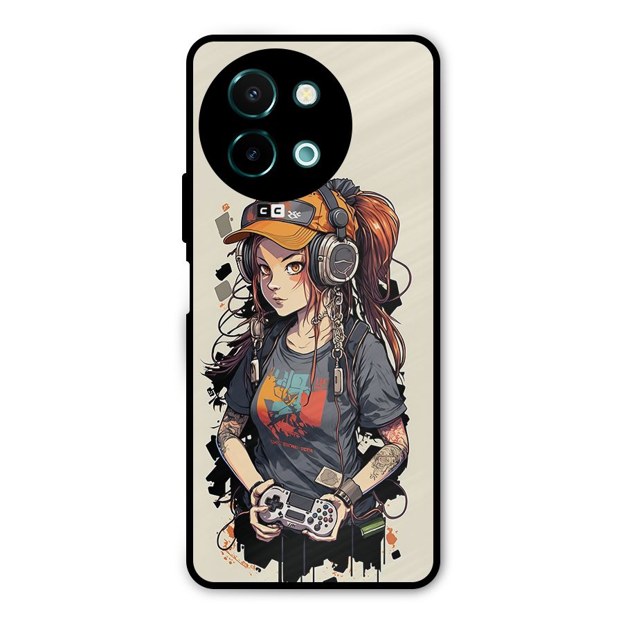 Cool Gamer Girl Metal Back Case for Vivo Y58
