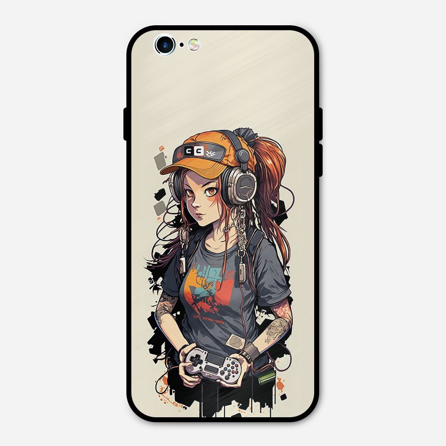 Cool Gamer Girl Metal Back Case for iPhone 6 6s