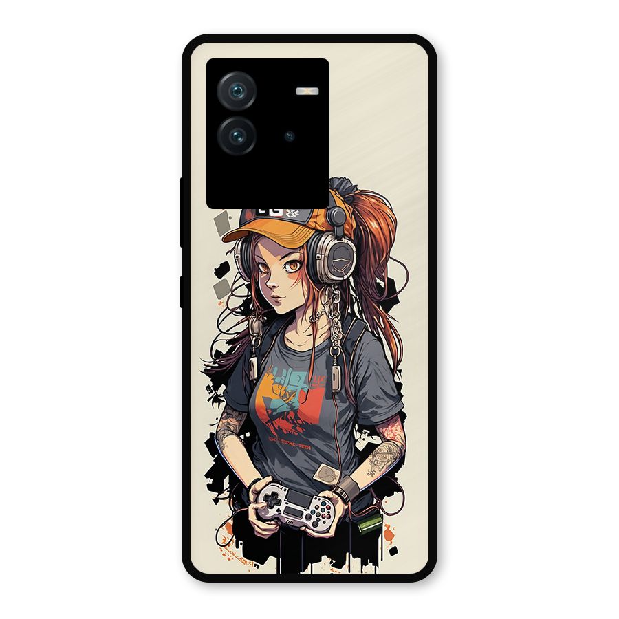Cool Gamer Girl Metal Back Case for iQOO Neo 6 5G