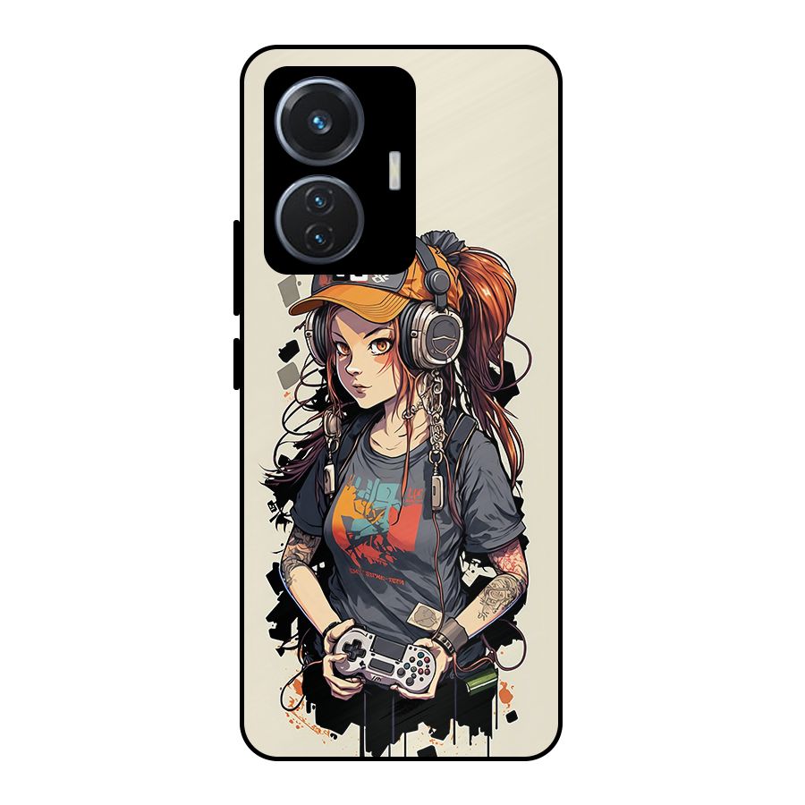 Cool Gamer Girl Metal Back Case for iQOO Z6 44W