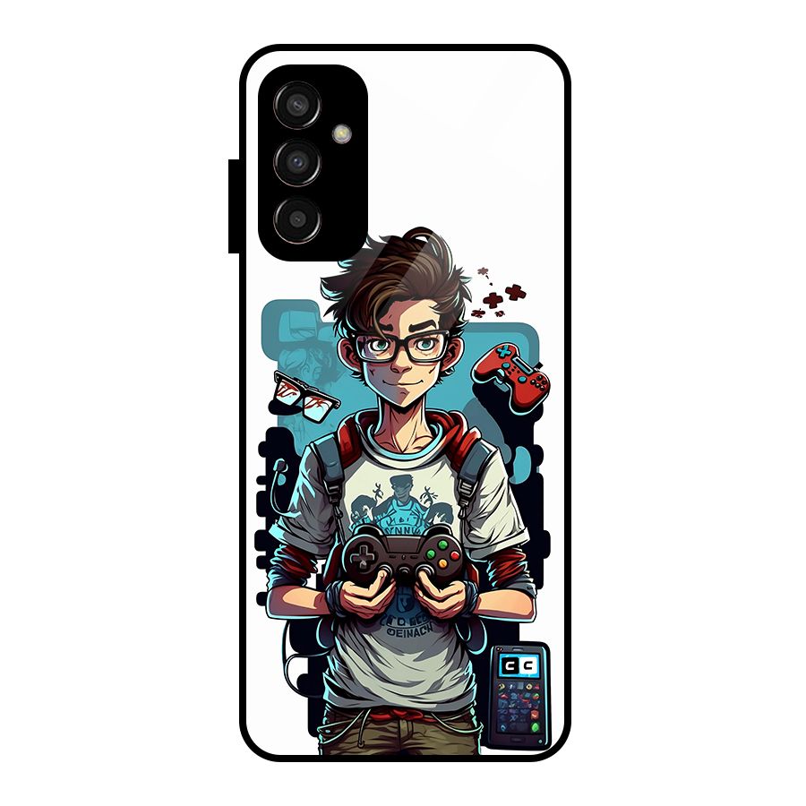 Cool Gamer Guy Glass Back Case for Galaxy F13