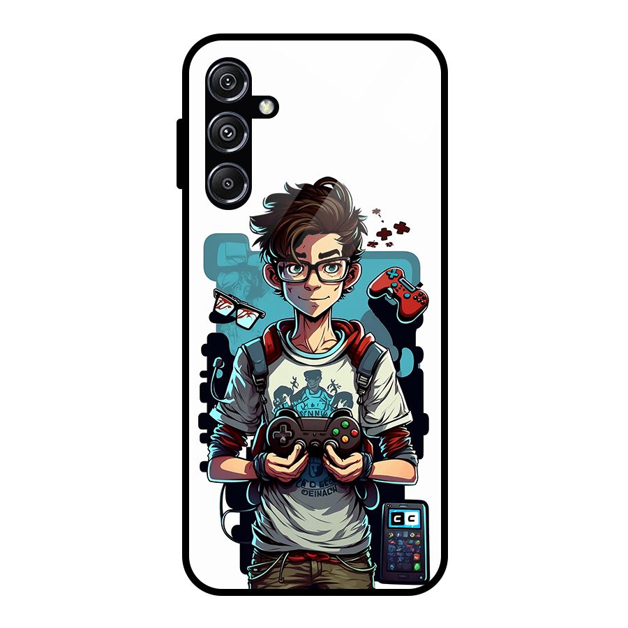 Cool Gamer Guy Glass Back Case for Galaxy M34 5G
