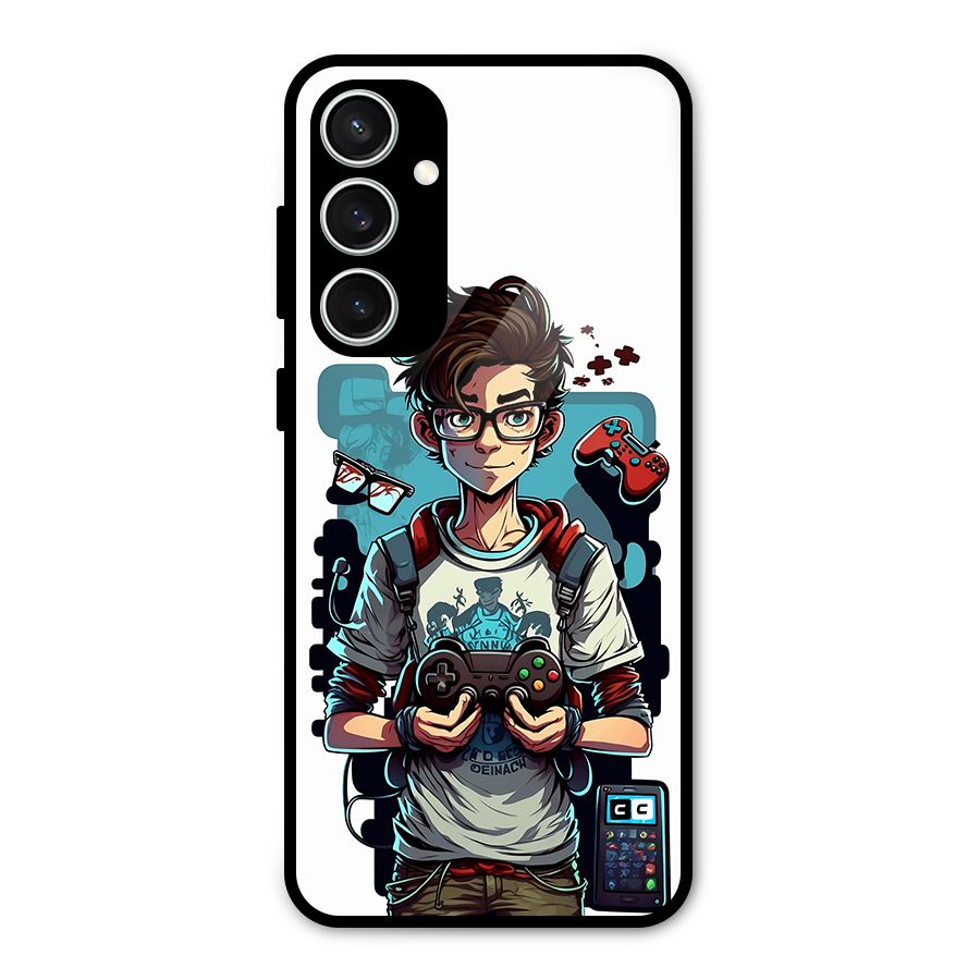 Cool Gamer Guy Glass Back Case for Galaxy S23 FE