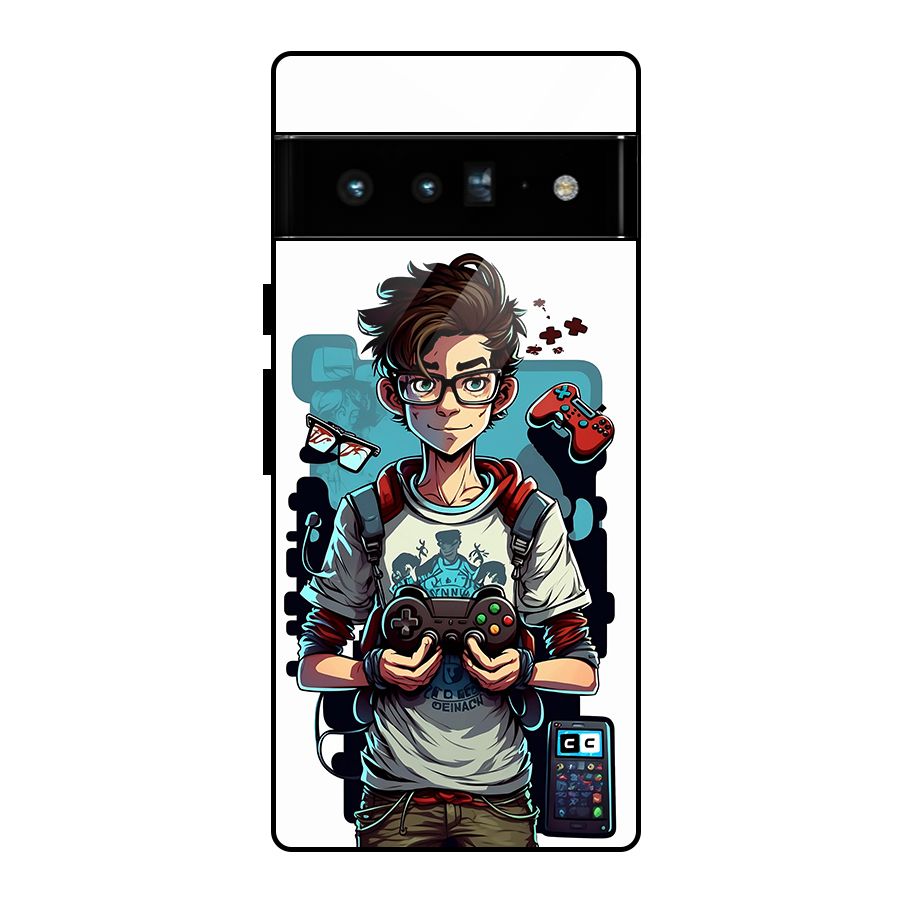 Cool Gamer Guy Glass Back Case for Google Pixel 6 Pro