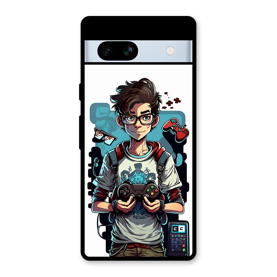 Cool Gamer Guy Glass Back Case for Google Pixel 7a
