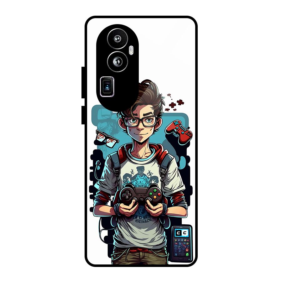 Cool Gamer Guy Glass Back Case for Oppo Reno10 Pro Plus