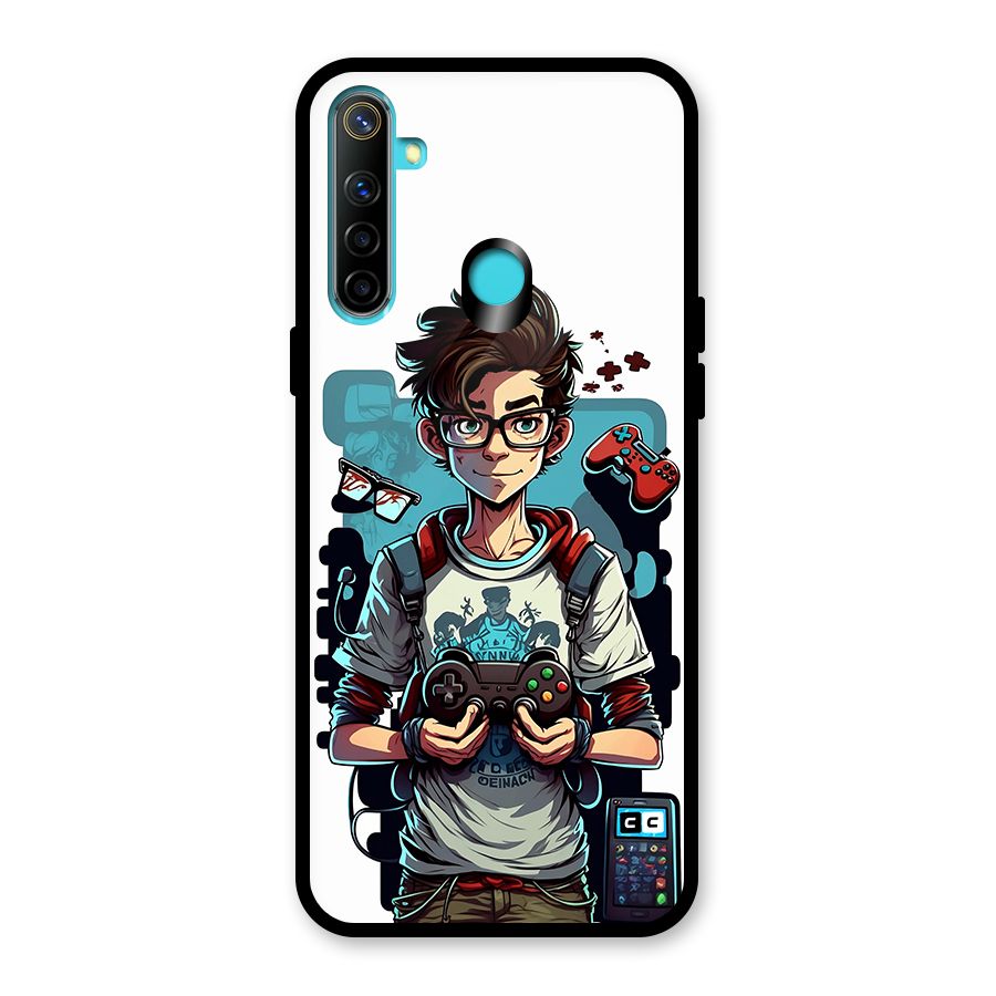 Cool Gamer Guy Glass Back Case for Realme 5