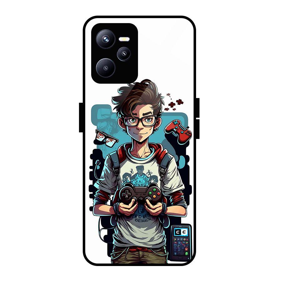 Cool Gamer Guy Glass Back Case for Realme C35
