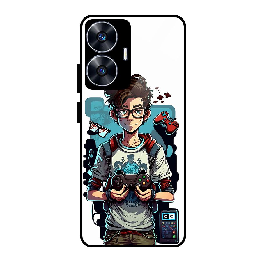 Cool Gamer Guy Glass Back Case for Realme Narzo N55
