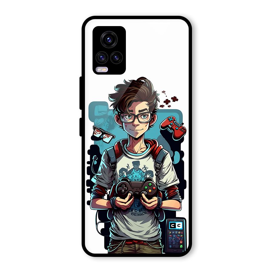 Cool Gamer Guy Glass Back Case for Vivo V20 2021