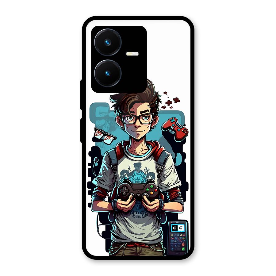 Cool Gamer Guy Glass Back Case for Vivo Y22s