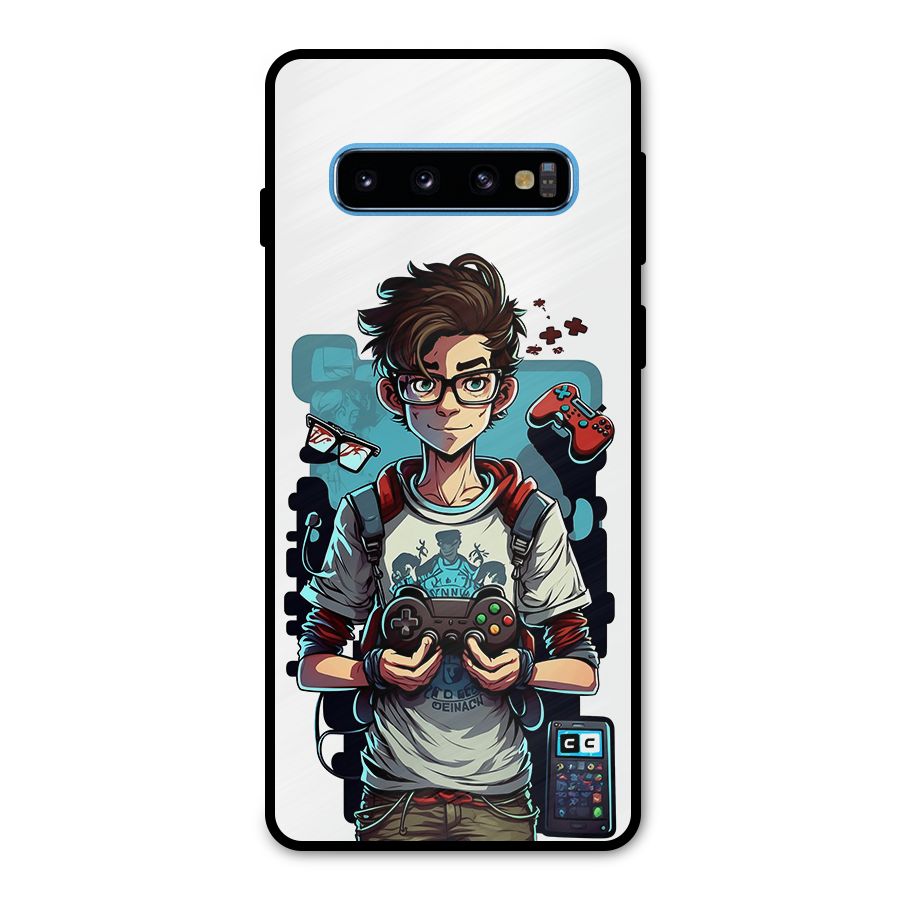 Cool Gamer Guy Metal Back Case for Galaxy S10
