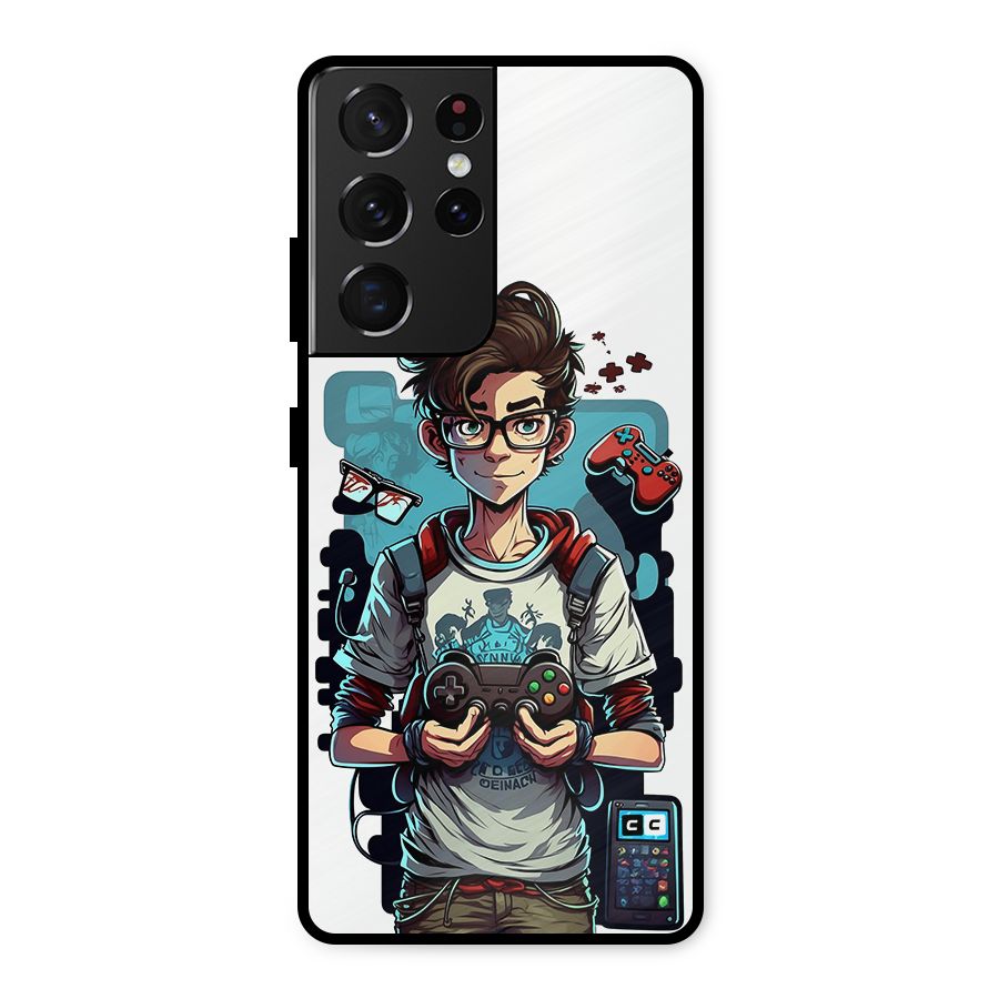 Cool Gamer Guy Metal Back Case for Galaxy S21 Ultra 5G