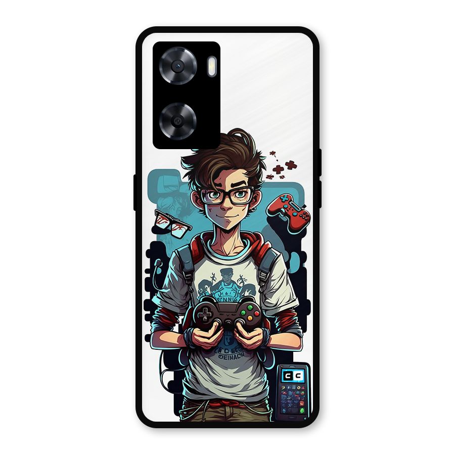 Cool Gamer Guy Metal Back Case for Oppo A77s