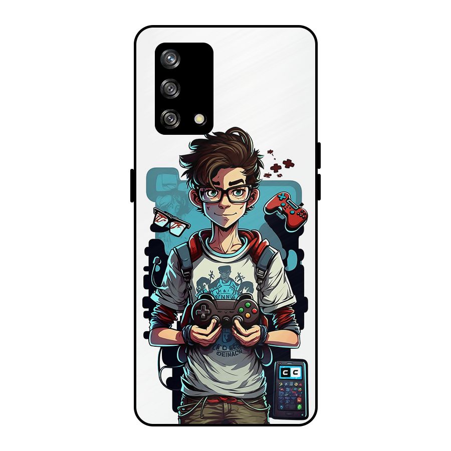 Cool Gamer Guy Metal Back Case for Oppo F19