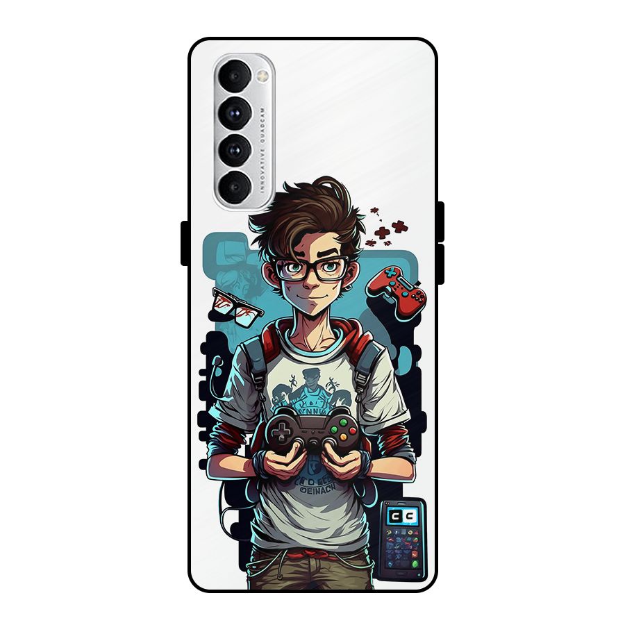 Cool Gamer Guy Metal Back Case for Oppo Reno4 Pro