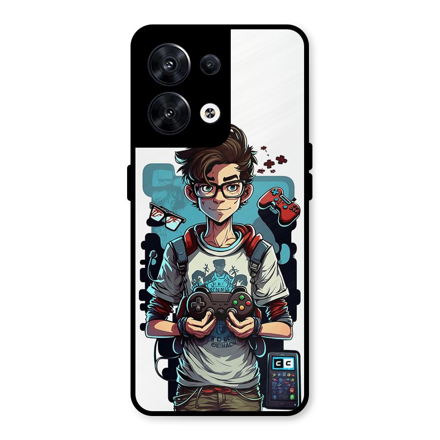 Cool Gamer Guy Metal Back Case for Oppo Reno8 5G