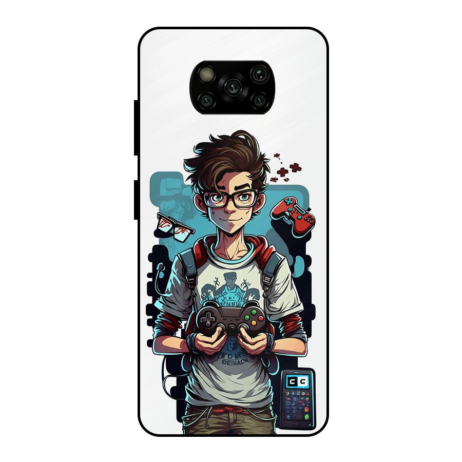 Cool Gamer Guy Metal Back Case for Poco X3