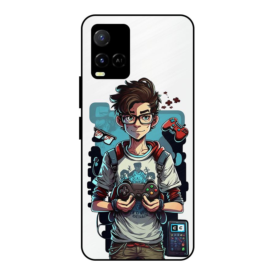 Cool Gamer Guy Metal Back Case for Vivo Y21