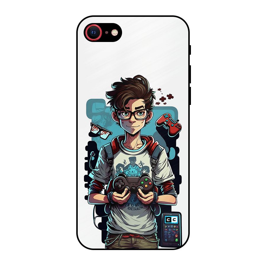 Cool Gamer Guy Metal Back Case for iPhone 8