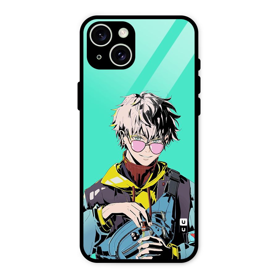Cool Gojo Glass Back Case for iPhone 15 Plus