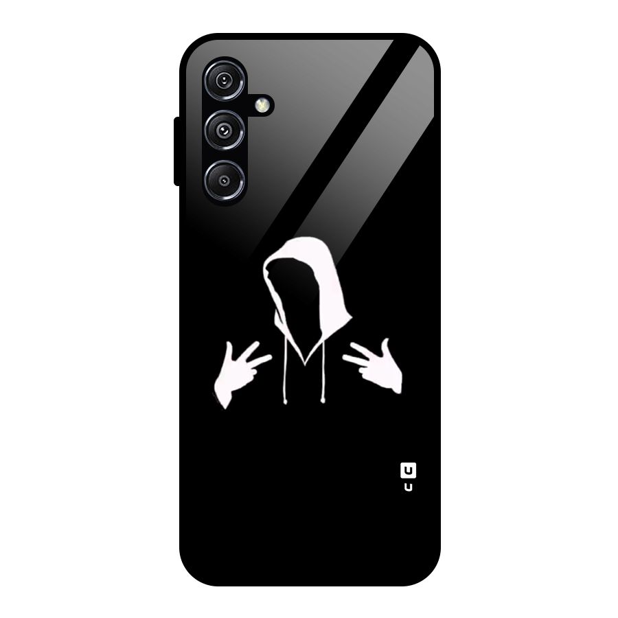 Cool Hoodie Silhouette Glass Back Case for Galaxy M34 5G