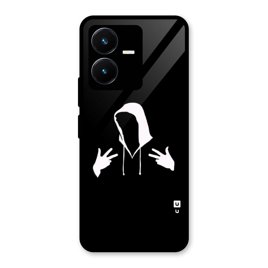 Cool Hoodie Silhouette Glass Back Case for Vivo Y22s