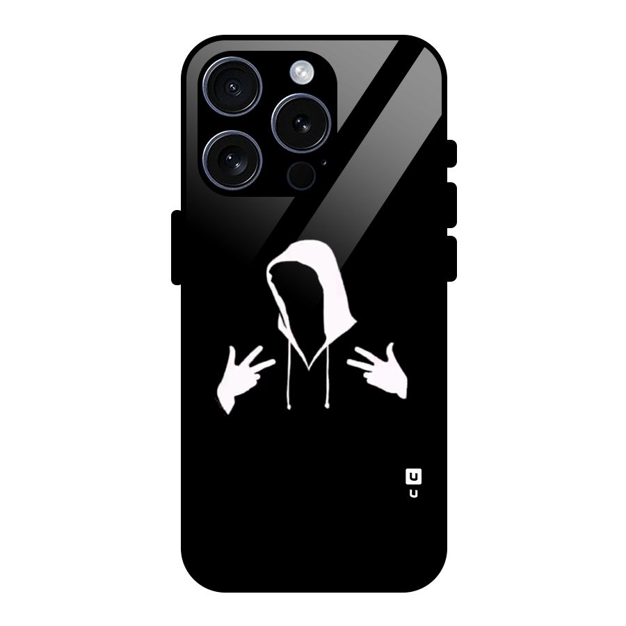 Cool Hoodie Silhouette Glass Back Case for iPhone 15 Pro