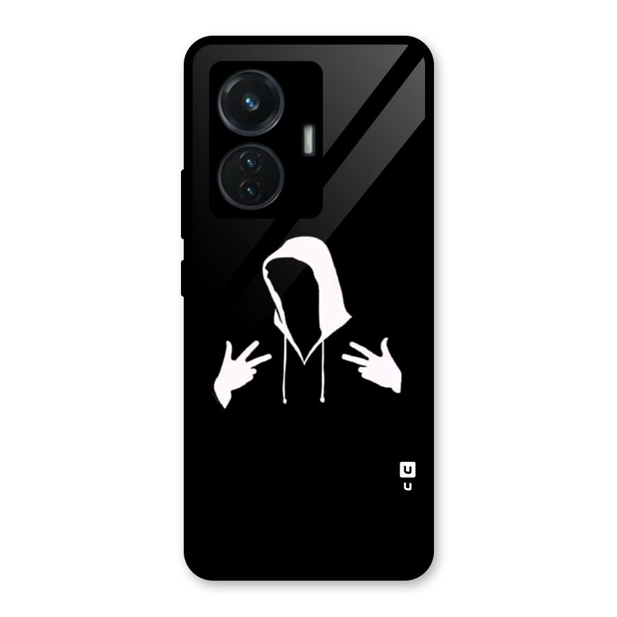 Cool Hoodie Silhouette Glass Back Case for iQOO Z6 44W