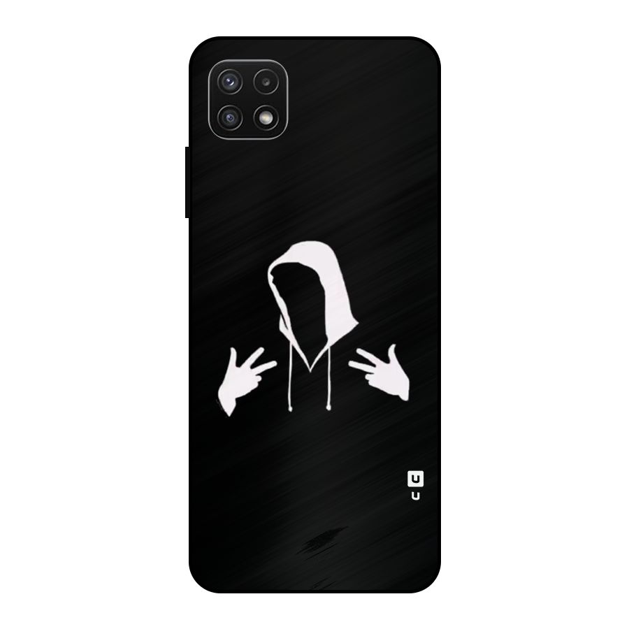 Cool Hoodie Silhouette Metal Back Case for Galaxy A22 5G
