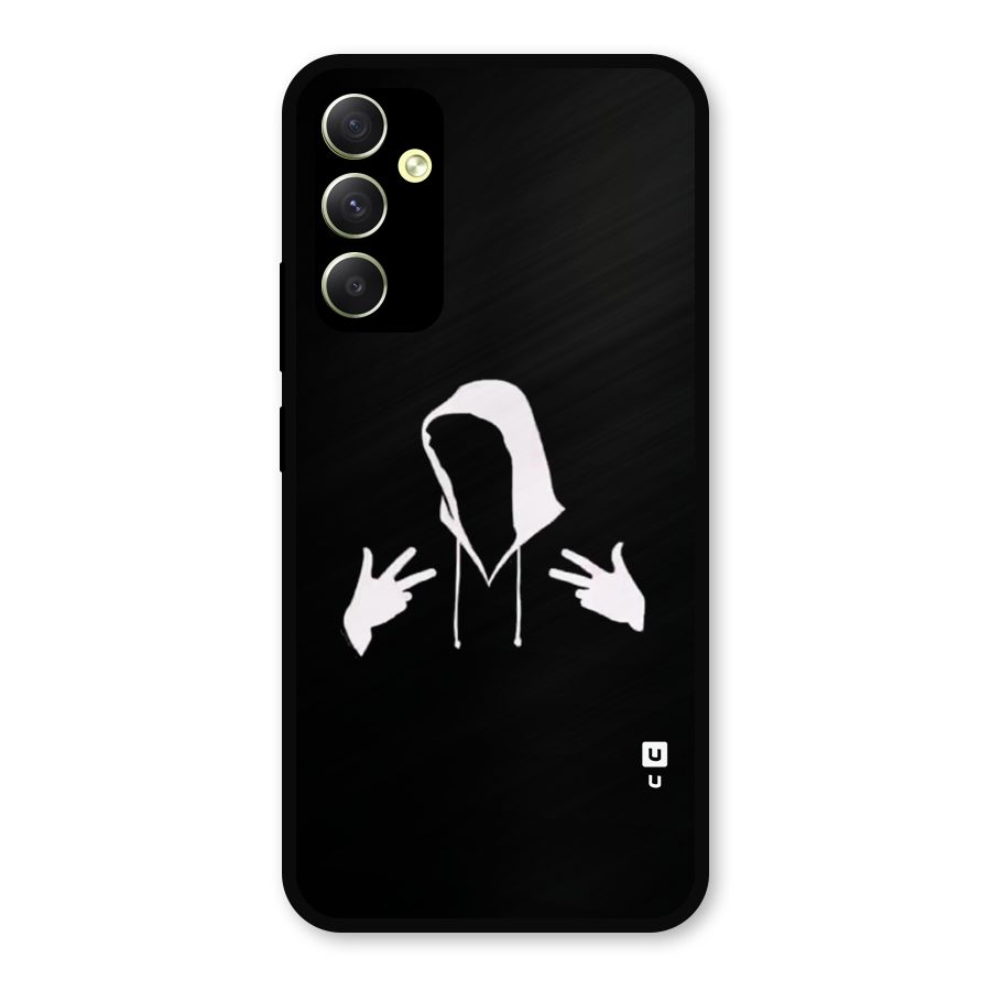Cool Hoodie Silhouette Metal Back Case for Galaxy A34
