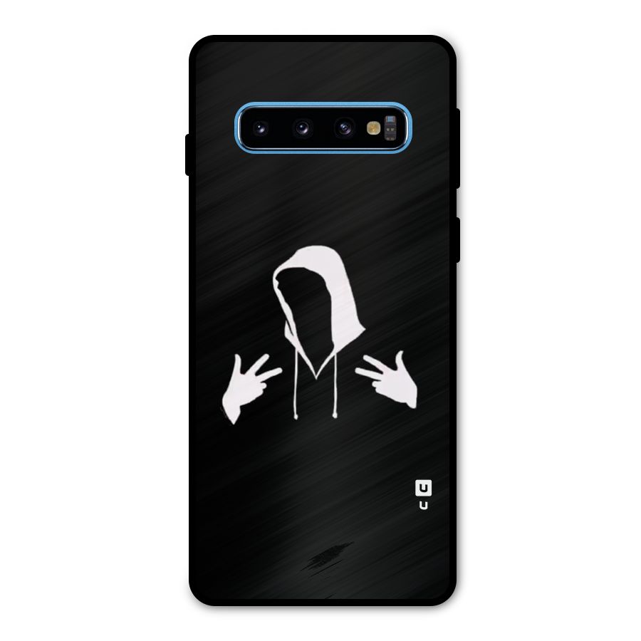 Cool Hoodie Silhouette Metal Back Case for Galaxy S10