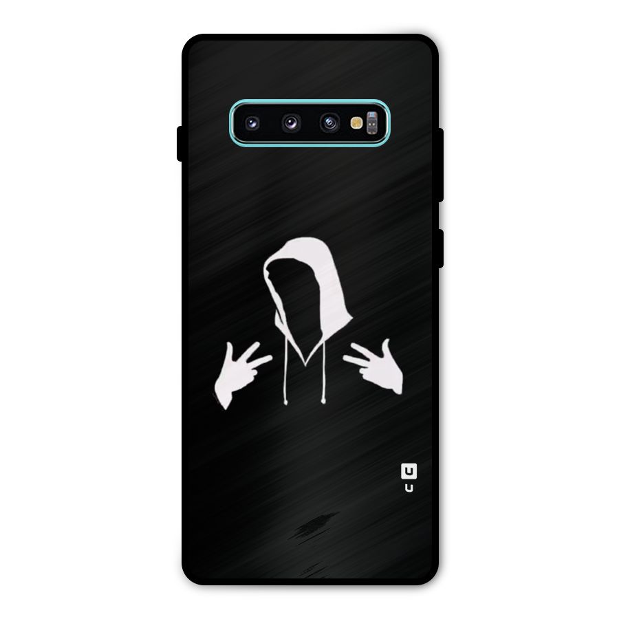 Cool Hoodie Silhouette Metal Back Case for Galaxy S10 Plus