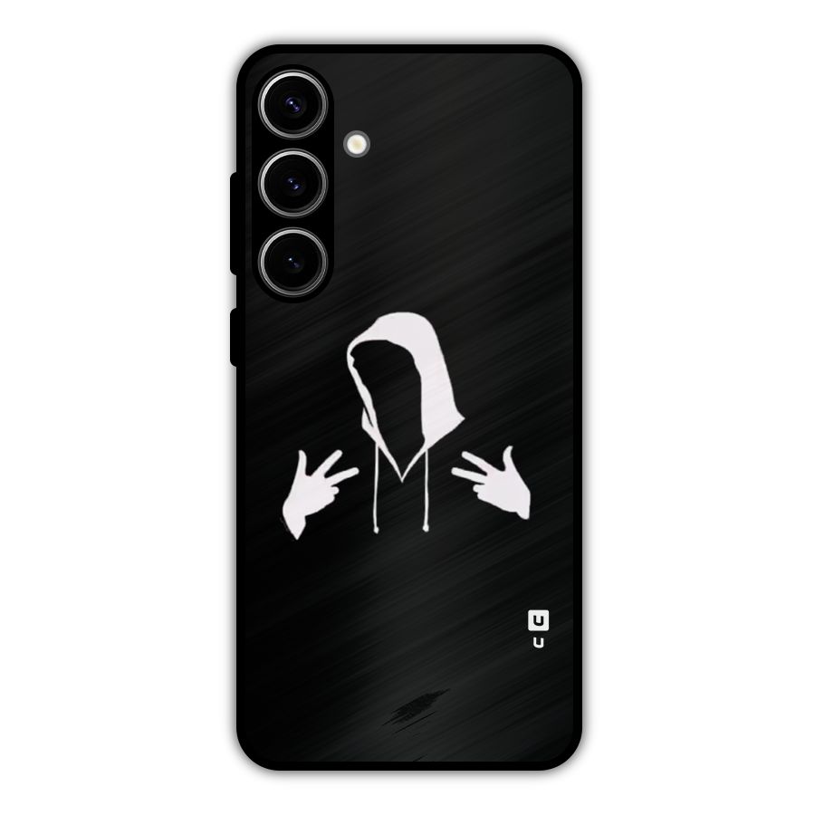 Cool Hoodie Silhouette Metal Back Case for Galaxy S24 Plus