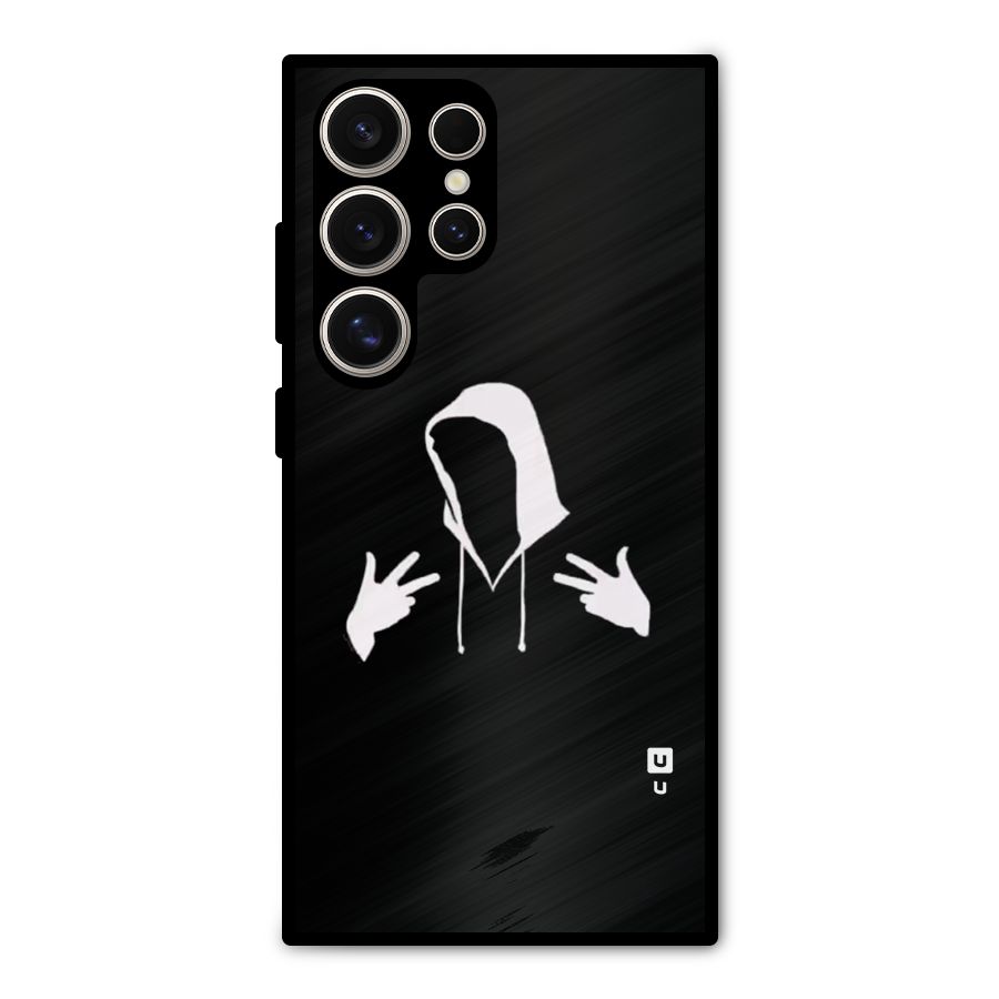 Cool Hoodie Silhouette Metal Back Case for Galaxy S24 Ultra