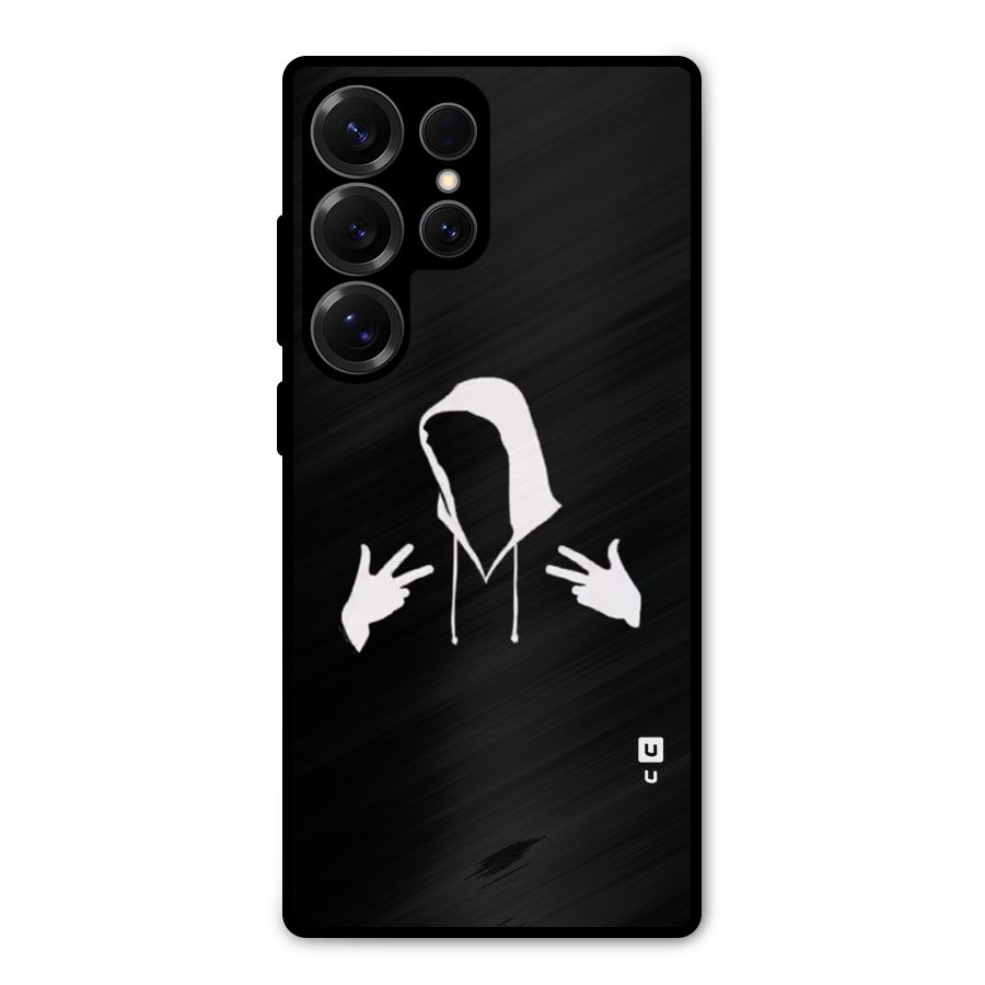 Cool Hoodie Silhouette Metal Back Case for Galaxy S25 Ultra