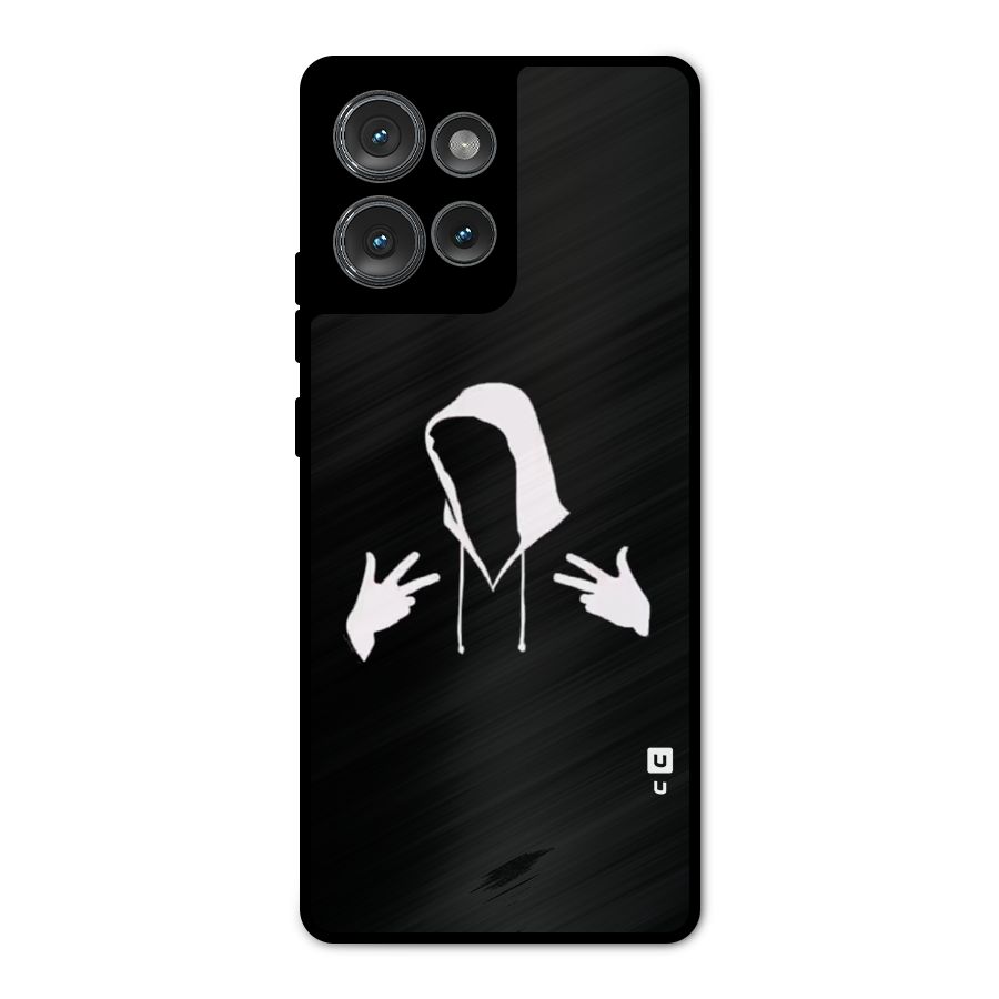 Cool Hoodie Silhouette Metal Back Case for Motorola Edge 50