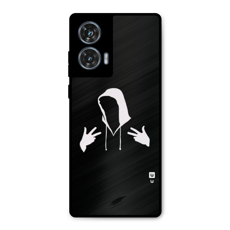 Cool Hoodie Silhouette Metal Back Case for Motorola Edge 50 Fusion