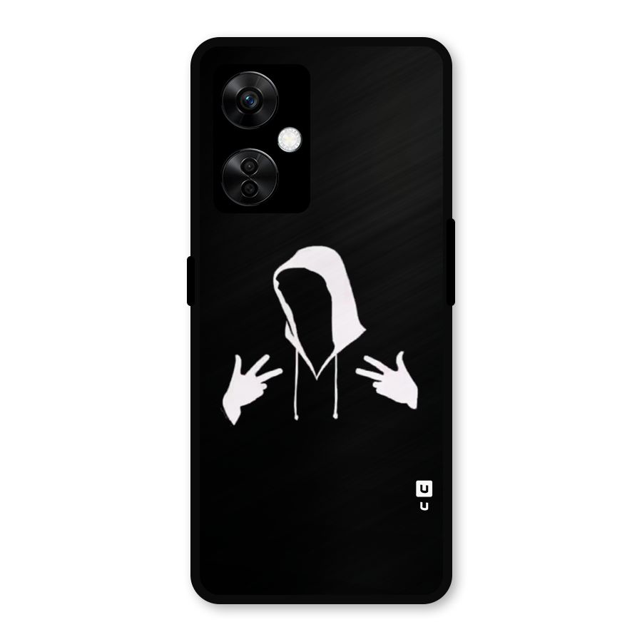 Cool Hoodie Silhouette Metal Back Case for OnePlus Nord CE 3 Lite