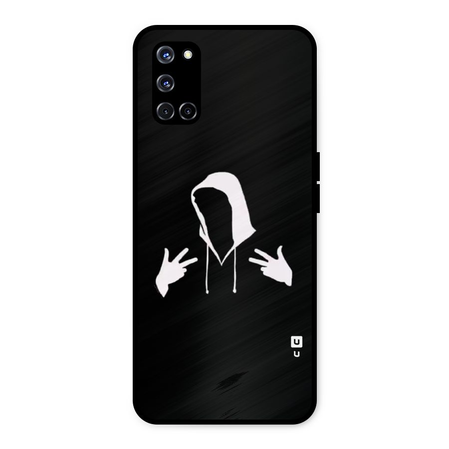 Cool Hoodie Silhouette Metal Back Case for Oppo A52