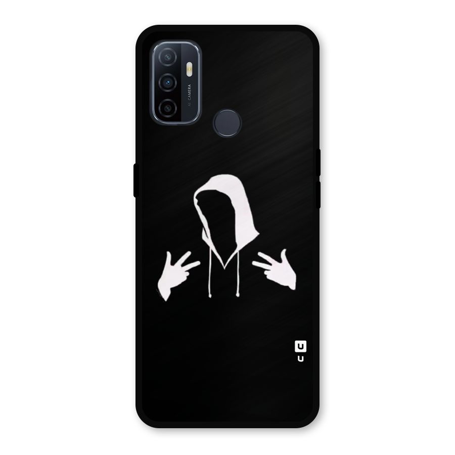 Cool Hoodie Silhouette Metal Back Case for Oppo A53