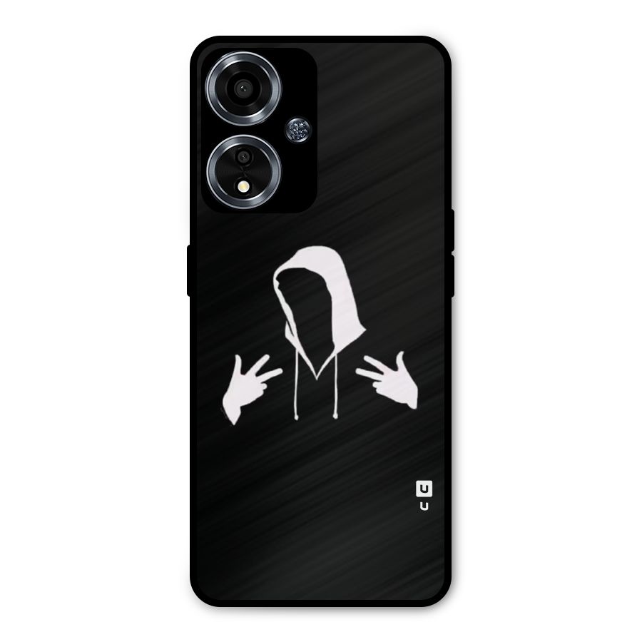 Cool Hoodie Silhouette Metal Back Case for Oppo A59