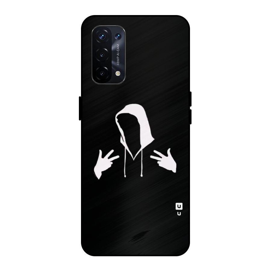 Cool Hoodie Silhouette Metal Back Case for Oppo A74 5G