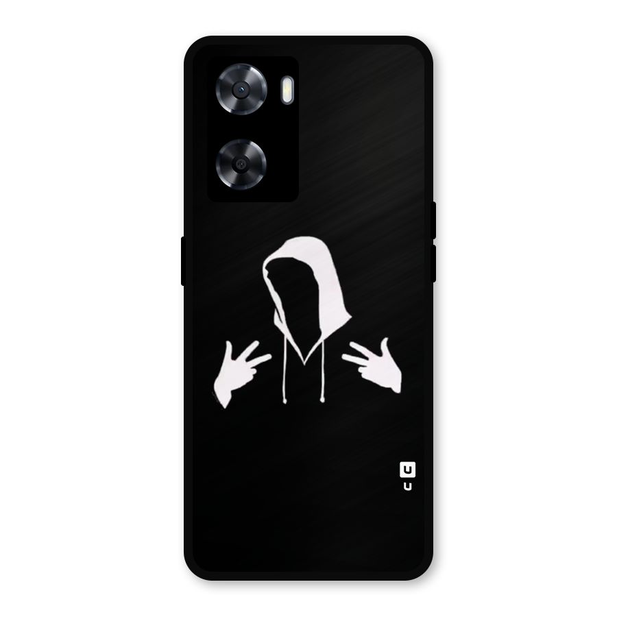 Cool Hoodie Silhouette Metal Back Case for Oppo A77s