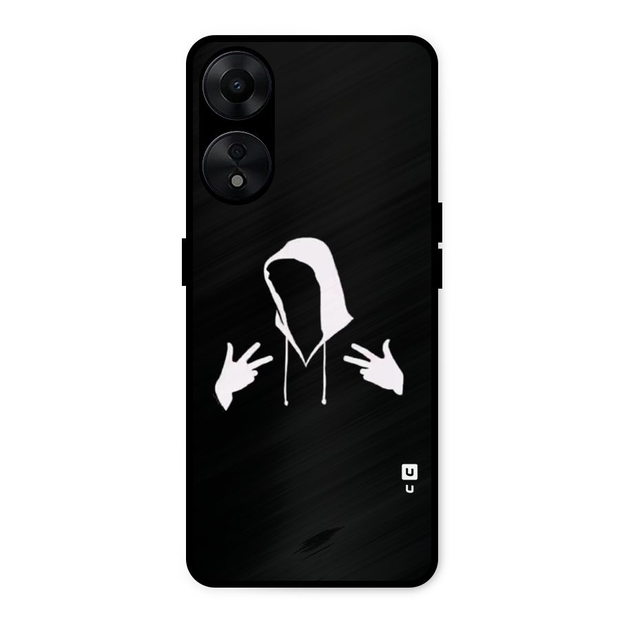 Cool Hoodie Silhouette Metal Back Case for Oppo A78 5G