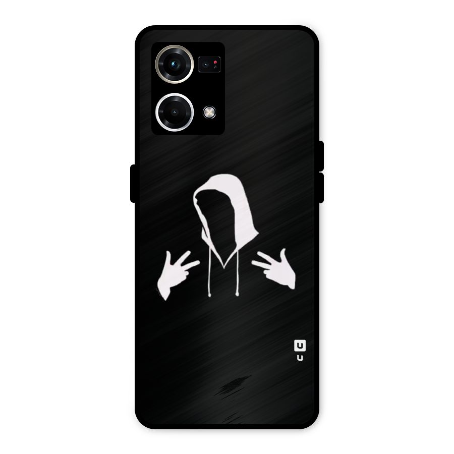 Cool Hoodie Silhouette Metal Back Case for Oppo F21 Pro 4G
