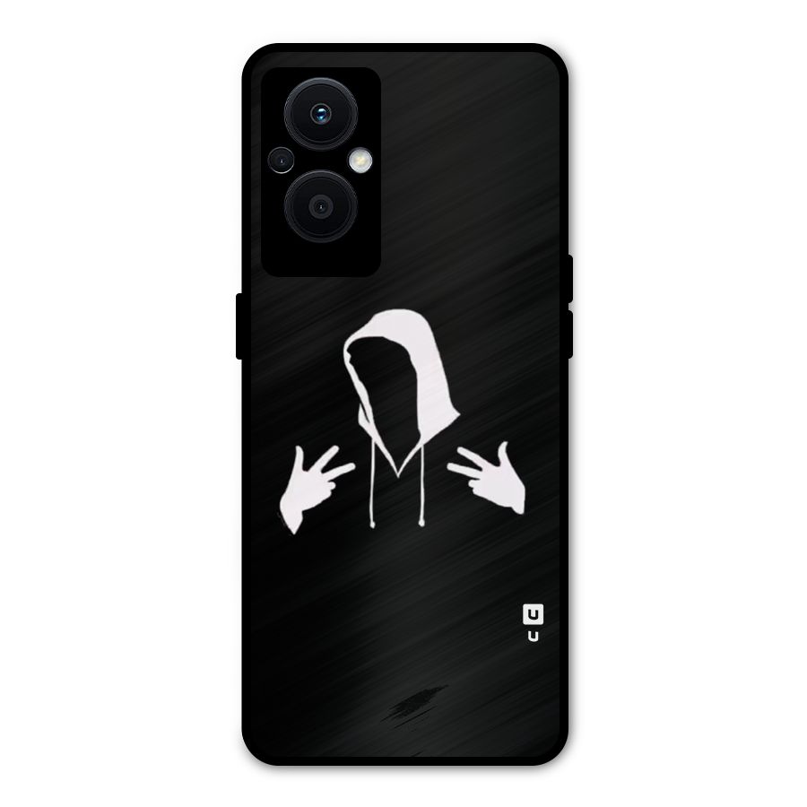 Cool Hoodie Silhouette Metal Back Case for Oppo F21 Pro 5G