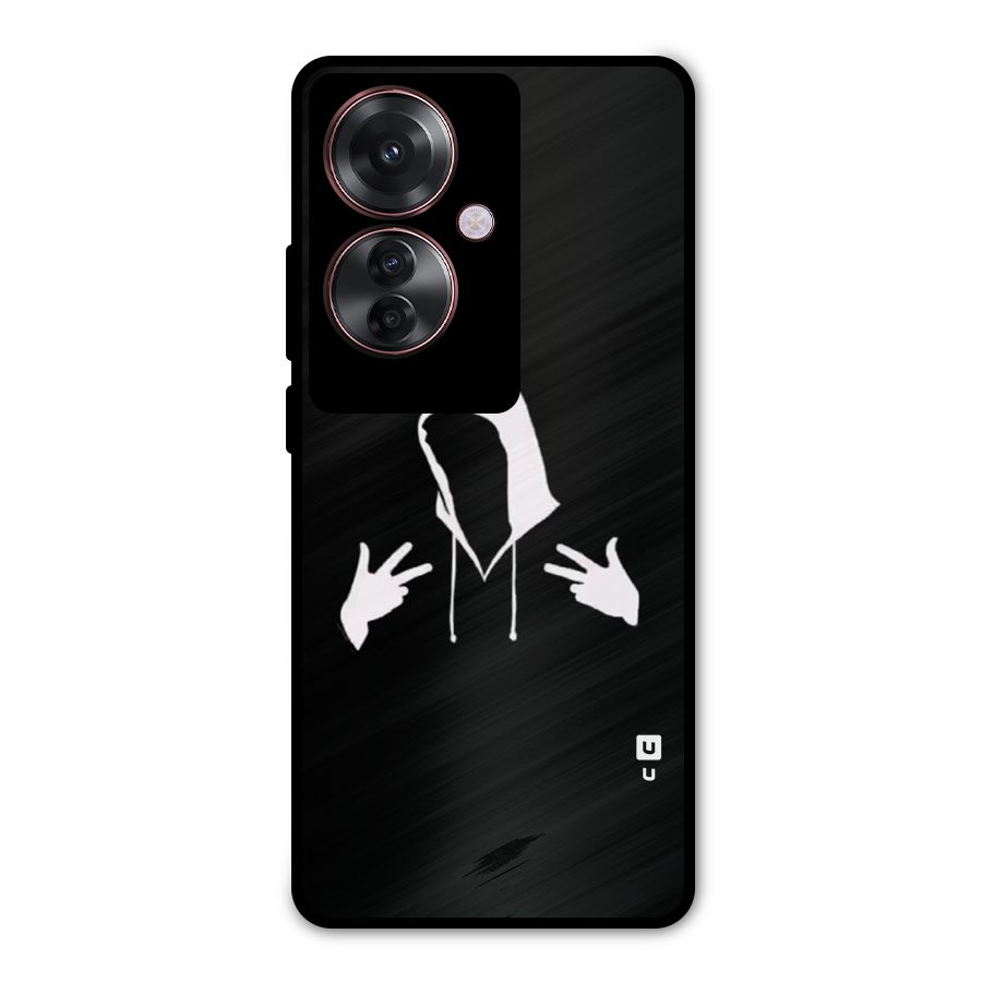 Cool Hoodie Silhouette Metal Back Case for Oppo F25 Pro