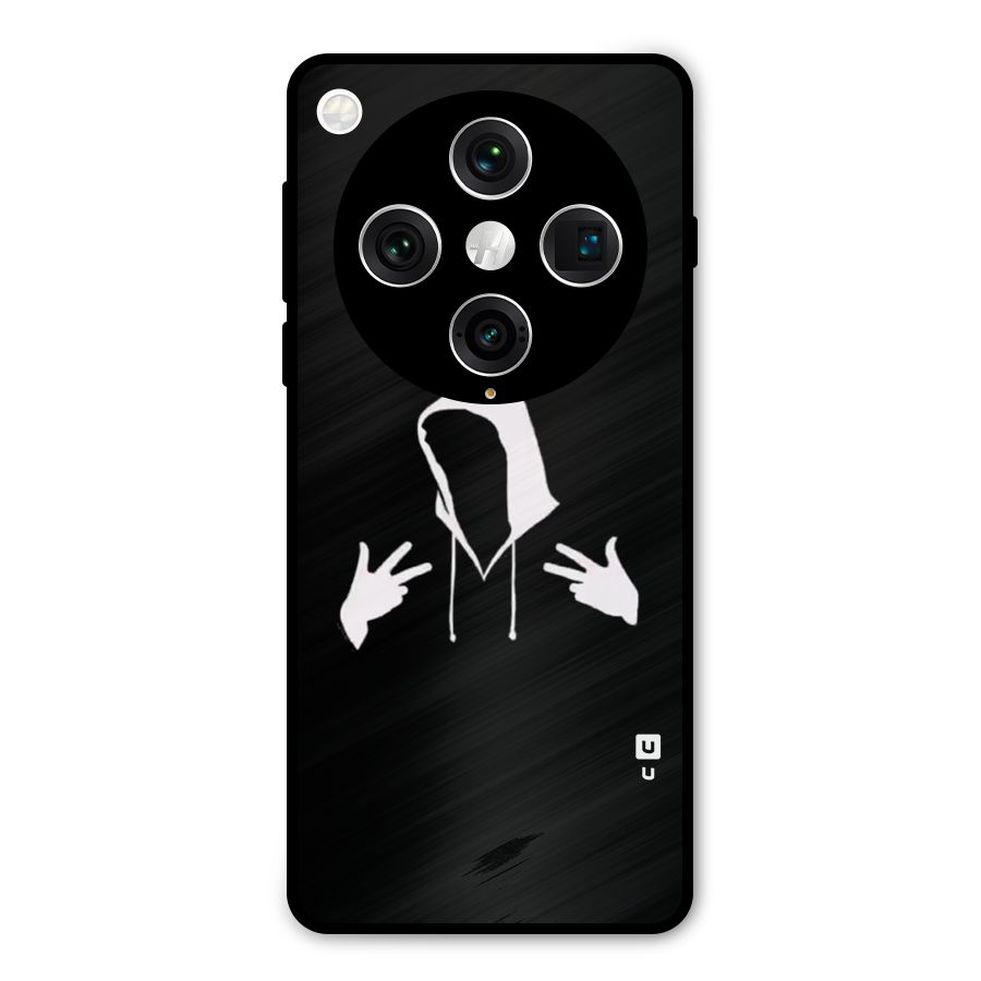 Cool Hoodie Silhouette Metal Back Case for Oppo Find X8 Pro