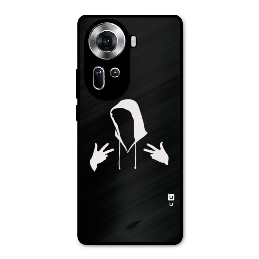 Cool Hoodie Silhouette Metal Back Case for Oppo Reno11 5G